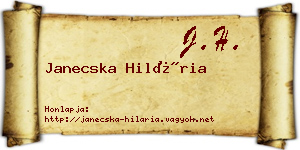 Janecska Hilária névjegykártya